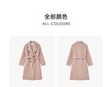 Sheep Wool women's Coat Autumn and Winter French Style Commuter Double-breasted Cashmere Coat Soft Shine Classic Pink Clothes