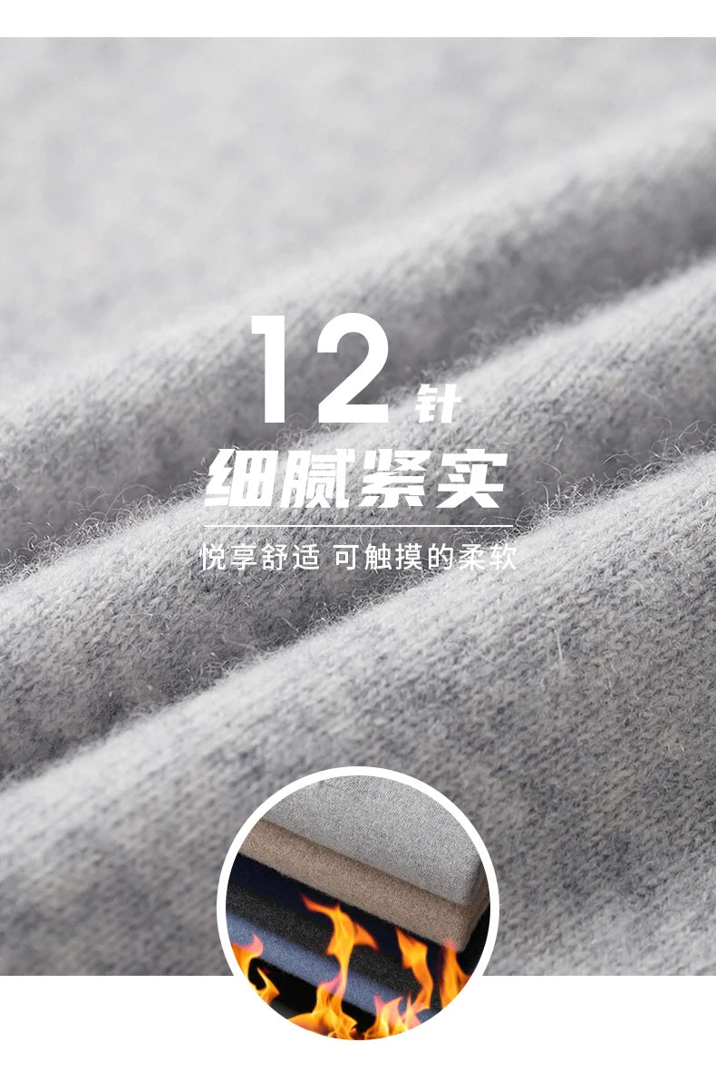 Men's POLO Collar Knitted Pullover Sweater 100% Cashmere Long Sleeved Shirt Casual Business Solid Color Men's Tops Autumn Winter