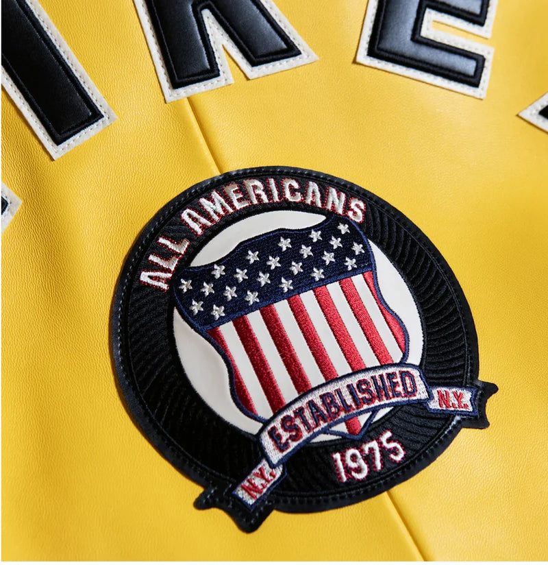 Europe US plus size Men Hip Hop Sheep skin Varsity Jacket Embroidered Diamond Classic Casual Sport genuine leather Coat clothing