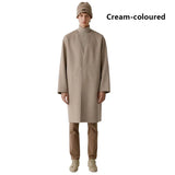 Double-sided cashmere autumn winter men's coat beige V-neck wool new fashion coat loose plus size fat 3XL 100KG warm soft wear