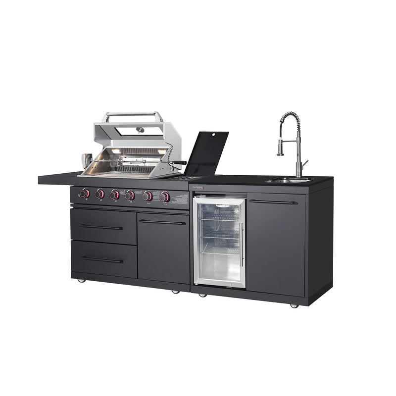 304 Stainless Steel Outdoor Kitchen Set with BBQ Grill, Sink,fridge , Storage Cabinets