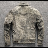 Camouflage Grey Spring Leather Jacket Men Vintage Style Genuine Natural Sheepskin Single Breasted Leather Coat