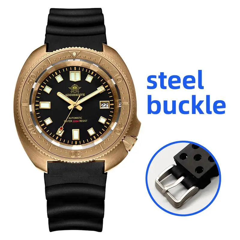 ADDIESDIVE AD2104 Retro Men's Watch CUSN8 Bronze Case Sapphire Automatic Mechanical Watch Watches Waterproof Luminous Wristwatch