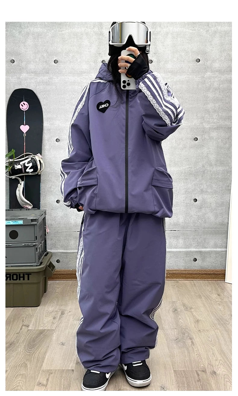 John Snow Fashion Waterproof Ski Suit Warm Breathable Snow Jacket And Pants For Men And Women Outdoor Sports Snowboard Clothing