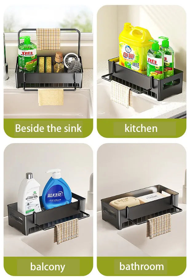 Kitchen Storage Rack Rag Drain Household Sink Sponge Shelf Faucet Dishwasher Sink Multi-function Storage Tool