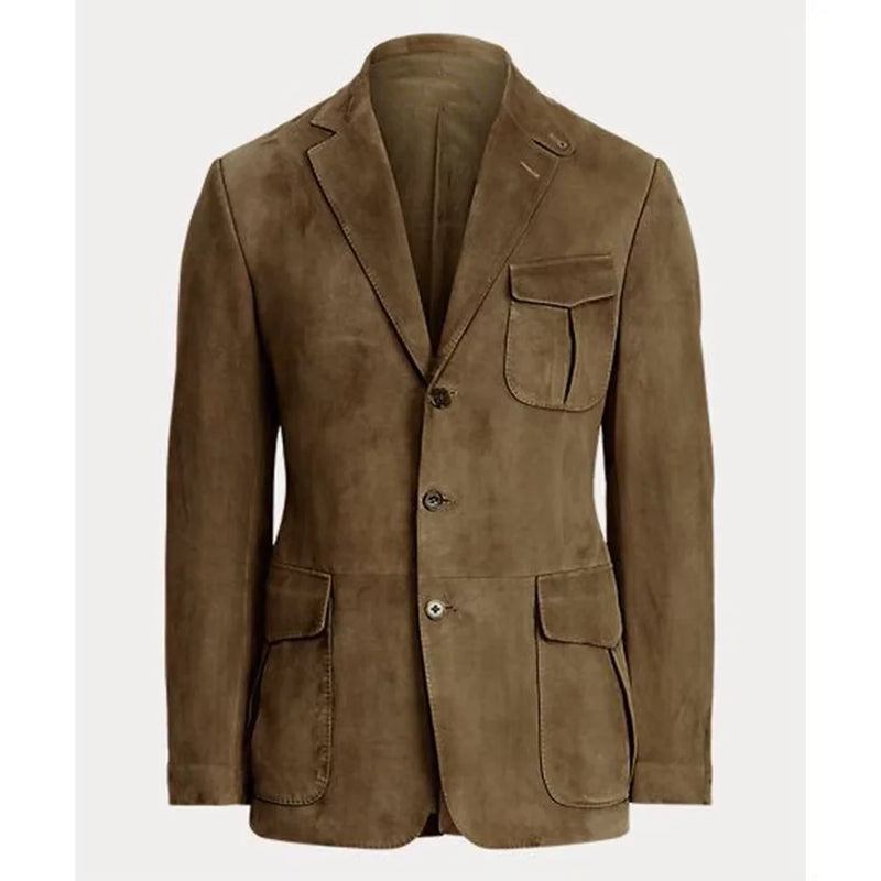 Men's Blazer Suede Casual Jacket Retro Design Single Breasted Notch Lapel Warm Coat For Autumn Winter Coat Formal Business Suit