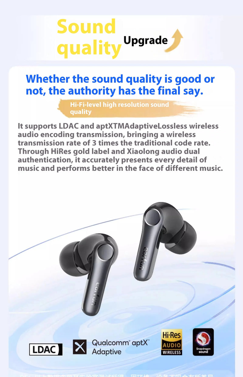 EarFun Air Pro 4 Wireless Earphone Active Noise Reduction HI-FI Bluetooth5.4 Earphones E-sports IPX5 Waterproof PC Gamer Headset