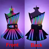 Full Color LED Dress Luminous Costume Nightclub Bar Singer Dj GoGo Women Glowing Skirt Sexy Lead Dancer Light Up Clothing Suits