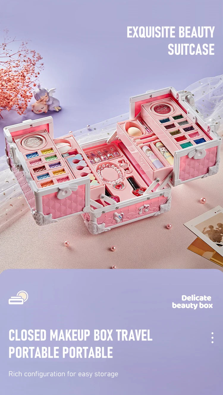 Kids Makeup Kit for Little Girls 49 Pcs Washable Makeup Kit Kids Real Girls Makeup Kit with Cosmetic Case ，Birthday Gifts