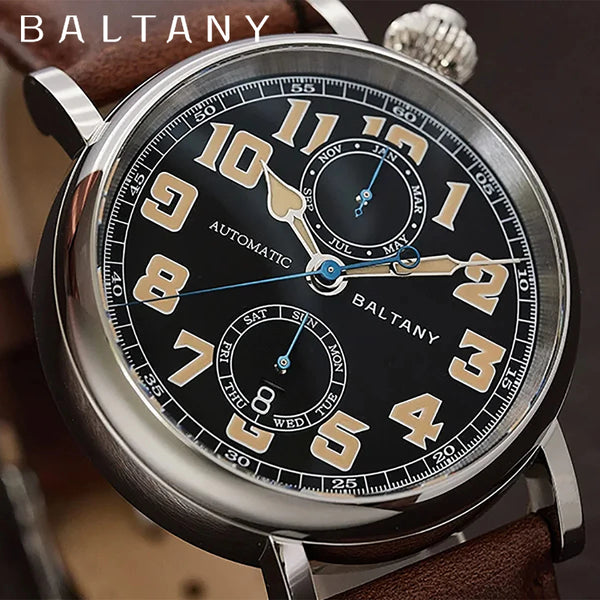 Baltany 2024 New 1935 S6047 Retro Men's Automatic Mechanical Watch Luxury Sapphire Waterproof 5Bar Super Glow C3 releoj hombre w