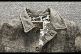 Camouflage Grey Spring Leather Jacket Men Vintage Style Genuine Natural Sheepskin Single Breasted Leather Coat
