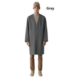 Double-sided cashmere autumn winter men's coat beige V-neck wool new fashion coat loose plus size fat 3XL 100KG warm soft wear