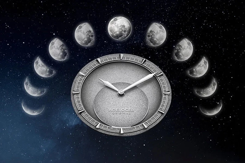 AGELOCER Original Astronomer Watch Men's Luxury Watch Automatic Mechanical 29.51-day Moon Phase Watch Birthday Gift for Men