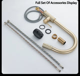 Kitchen Brush Gold Patterned Brass Faucet Pull Out 360 Degree Swivel Hot And Cold Mixer Tap Stream Sprayer Head Single Handle