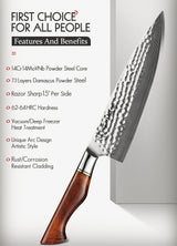 HEZHEN 8.3 Inches Chef Knife Power Steel Core 73 Layer Damascus Steel Kitchen Tools For Maet Cooking Knives Beautiful Gift Box