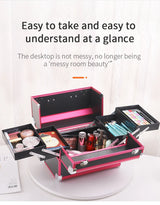 Makeup Train Case Aluminum Alloy Case Pedicure Tool Box with Handle Cosmetic Box Portable Makeup Case Organizer