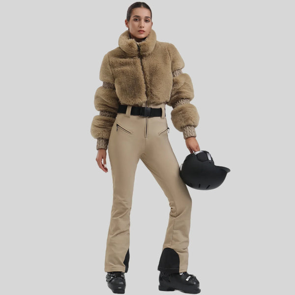 Winter New Female Skiing Jumpsuit Snowfield Waterproof Adult Ski Clothes Warm Thick Snow Tracksuit Women Slim Outdoor Sport Suit