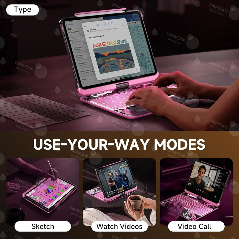 Bluetooth Magic Keyboard For iPad Air 11 13 2025 Air 5 4 iPad 11 A16 10th Gen Rotatable Case For iPad Pro 11 13 M4 Pro 12.9 2022