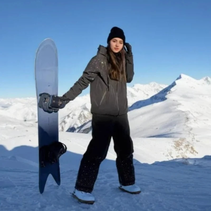 2025 Adult Fashion New Ski Suit Shirt Pants Winter Skiing Sports Windproof Waterproof Wear-resistant Warm Loose Women Ski Sets