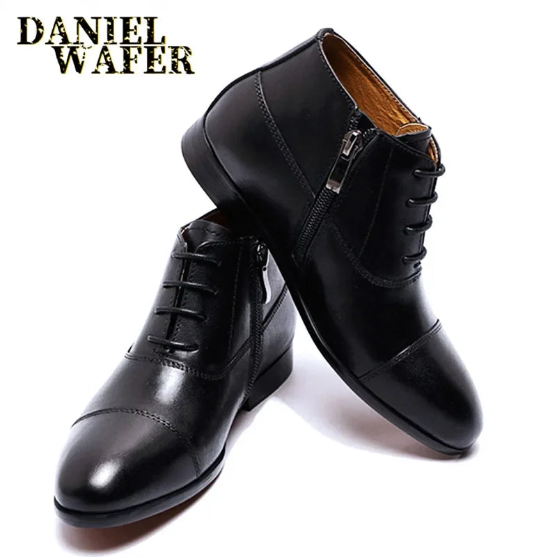 Comfy Genuine Leather Buckle Strap Ankle Boots Men’s Formal Business Office Daily Commute Wedding Party Travel Shoes