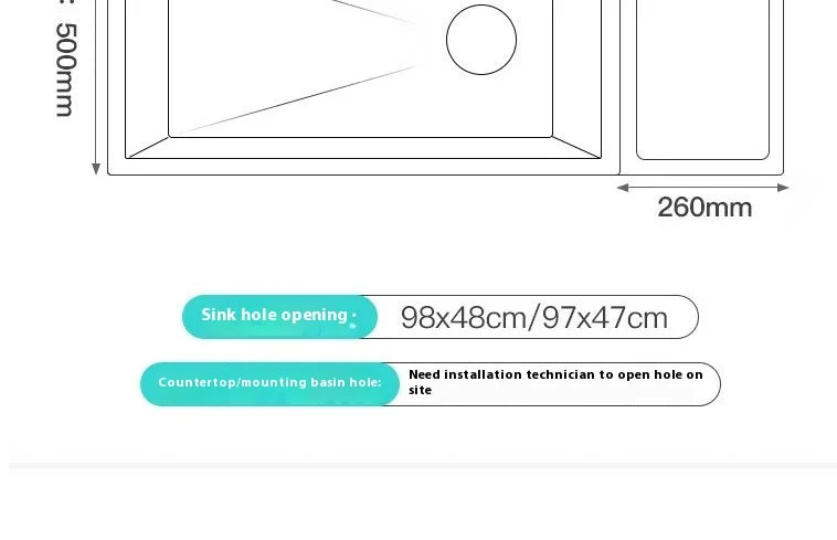 100 CM Large Size Single Slot Stainless Steel Kitchen Sink Multifunctional With Trash Can and Draining Rack Wash Vegetable Basin