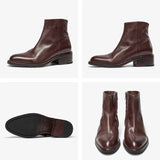 BEAUTODAY Chelsea Boots Women Horse Leather Solid Color Round Toe Zipper Ankle Boots Ladies Shoes Handmade 03D63