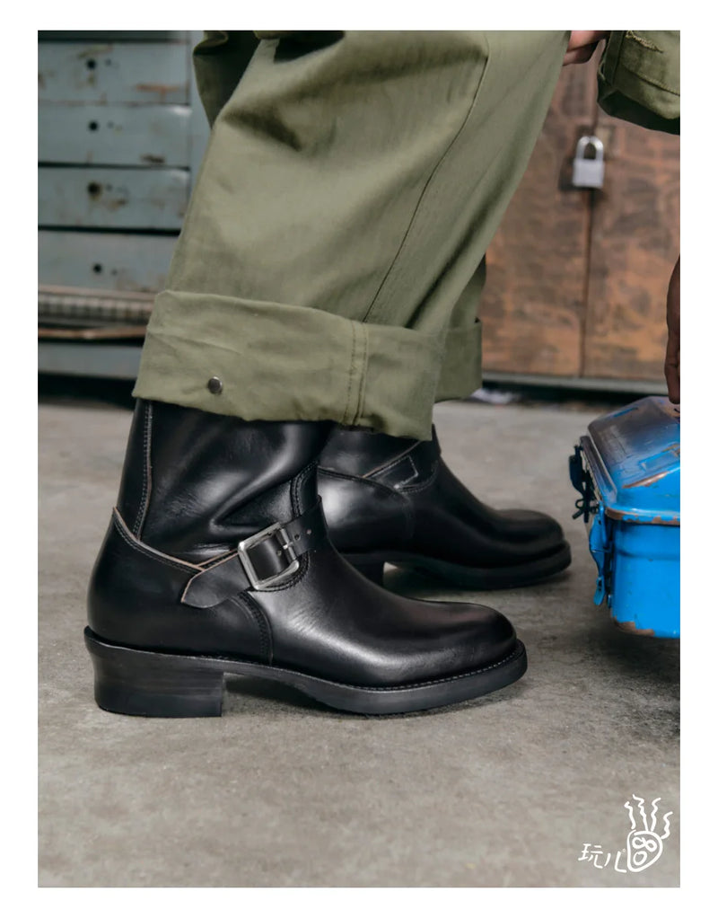 KOWM Cowhide Hiking shoes Brown trekking boots men Engineer's boots workwear goodyear shoes trendy ankle shoes walking sneakers