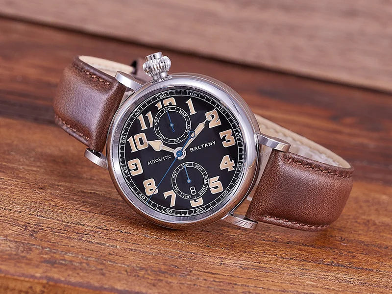 Baltany 2024 New 1935 S6047 Retro Men's Automatic Mechanical Watch Luxury Sapphire Waterproof 5Bar Super Glow C3 releoj hombre w