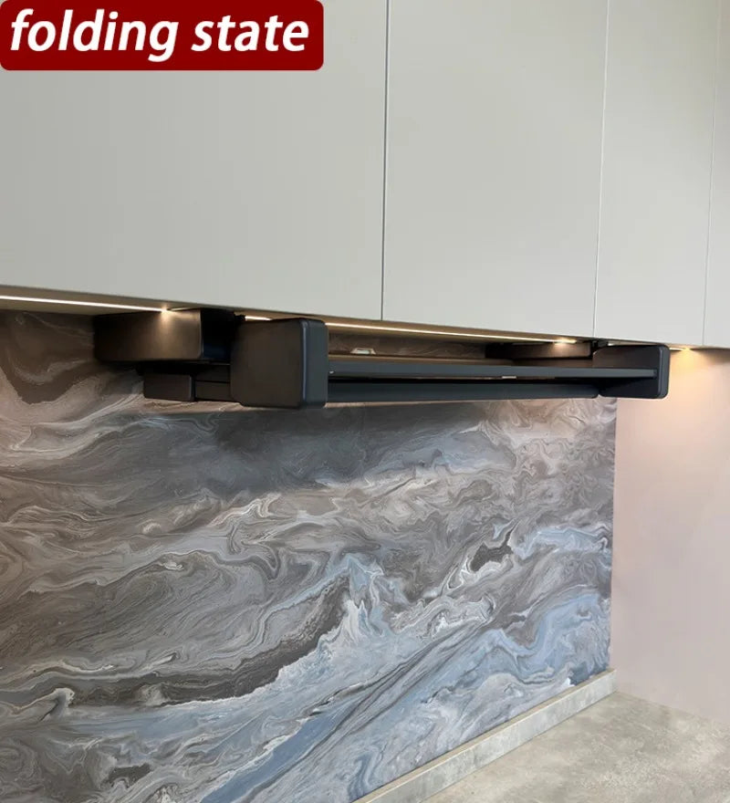 Kitchen Organizer Hanging Shelves 2 Layer Folding Dish Rack Top Mounted Lifting Basket Cabinet Kitchen Cupboard Cutlery Holder