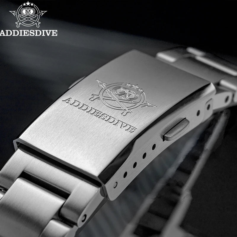 ADDIESDIVE NEW AD2077 Men Mechanical Wristwatches Sunburst Dial AR Coated Coated Dome Glass Waterproof Luxury Automatic Watches