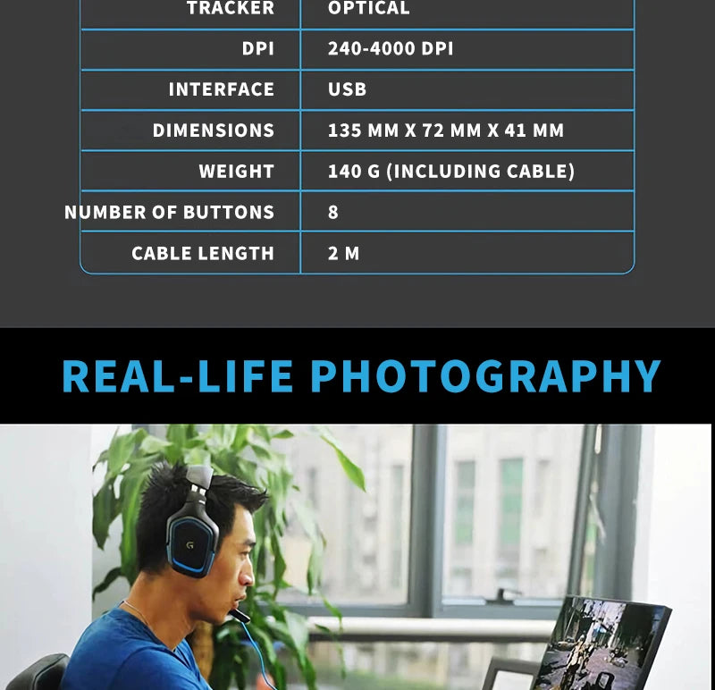 Logitech (G) G402 gaming mouse wired mouse e-sports mechanical macro programming mouse CSGO eating chicken computer competitive