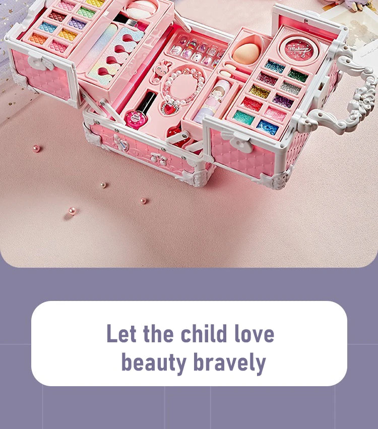 Kids Makeup Kit for Little Girls 49 Pcs Washable Makeup Kit Kids Real Girls Makeup Kit with Cosmetic Case ，Birthday Gifts