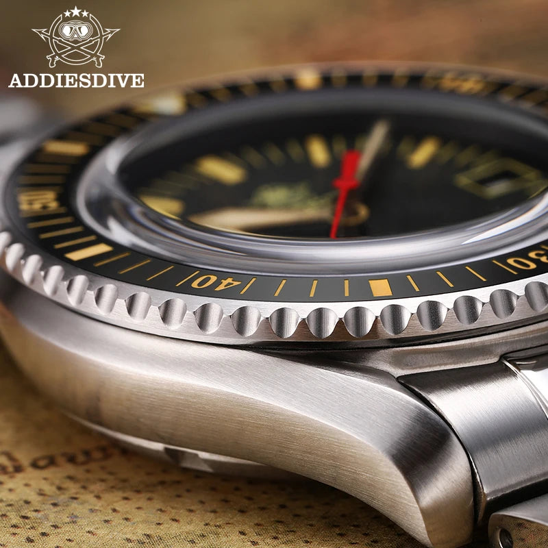 ADDIESDIVE Men's Watches Ceramic bezel Leather/Stainless Steel Sapphire Automatic Mechanical Watch 20ATM Waterproof Reloj Hombre