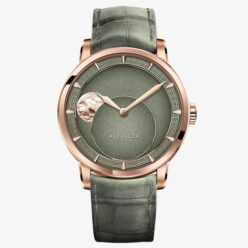 AGELOCER Original Astronomer Watch Men's Luxury Watch Automatic Mechanical 29.51-day Moon Phase Watch Birthday Gift for Men