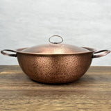 Vintage Copper Soup Pot,Handcrafted Hot Pot Food Cooking Utensil Simmering and Pasta Stewing,With lid 24 cm Handheld Pots