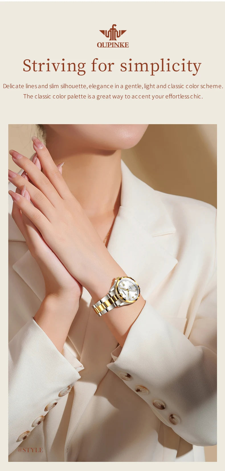 Original OUPINKE 3199 Swiss Automatic Mechanical Watch for Women Real Diamond Sapphire Mirror Ladies Watch Bracelet Set Gift NEW