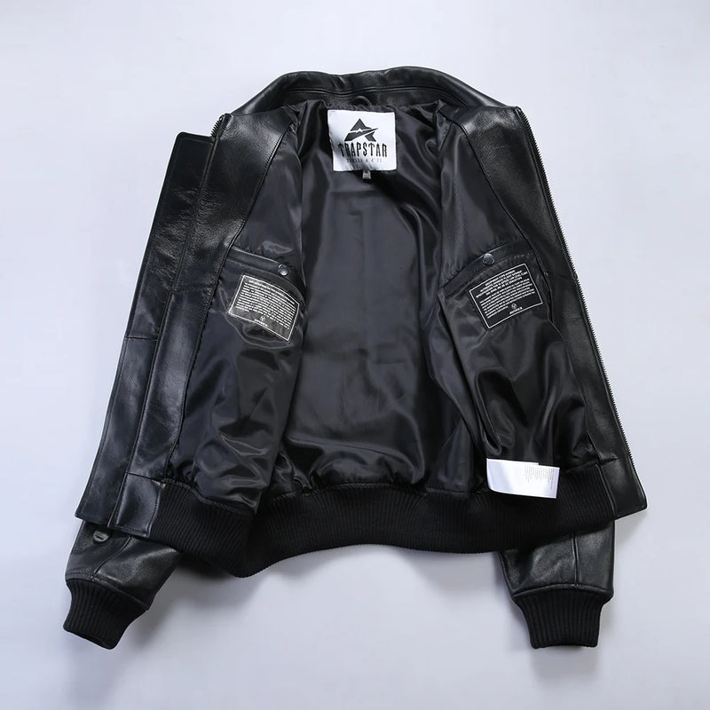 Europe US plus size Men Hip Hop Sheep skin Varsity Jacket Embroidered Diamond Classic Casual Sport genuine leather Coat clothing