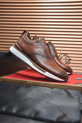 BLLIYOSS 1895 Men Shoes 2025 new Calf leather stitching  high quality Three dimensional relief sculpture Embossed badge pattern