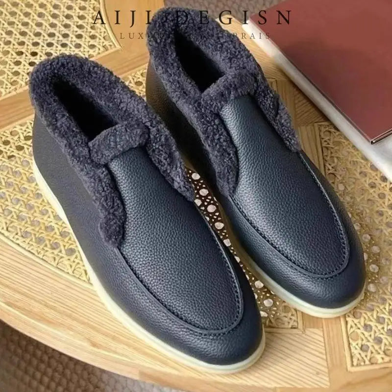 unisex Winter high top casual women's shoes  Warm cold resistant wool snow boots All cowhide men's boots Women's ankle boots
