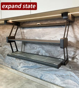 Kitchen Organizer Hanging Shelves 2 Layer Folding Dish Rack Top Mounted Lifting Basket Cabinet Kitchen Cupboard Cutlery Holder