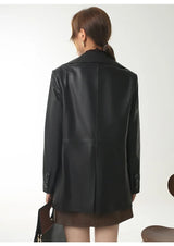 Women's Leather Jacket Coat, Collarless Suit, The First Layer Sheepskin, Lady Leather Coat, Spring and Autumn Fashion
