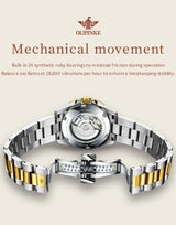 Original OUPINKE 3199 Swiss Automatic Mechanical Watch for Women Real Diamond Sapphire Mirror Ladies Watch Bracelet Set Gift NEW