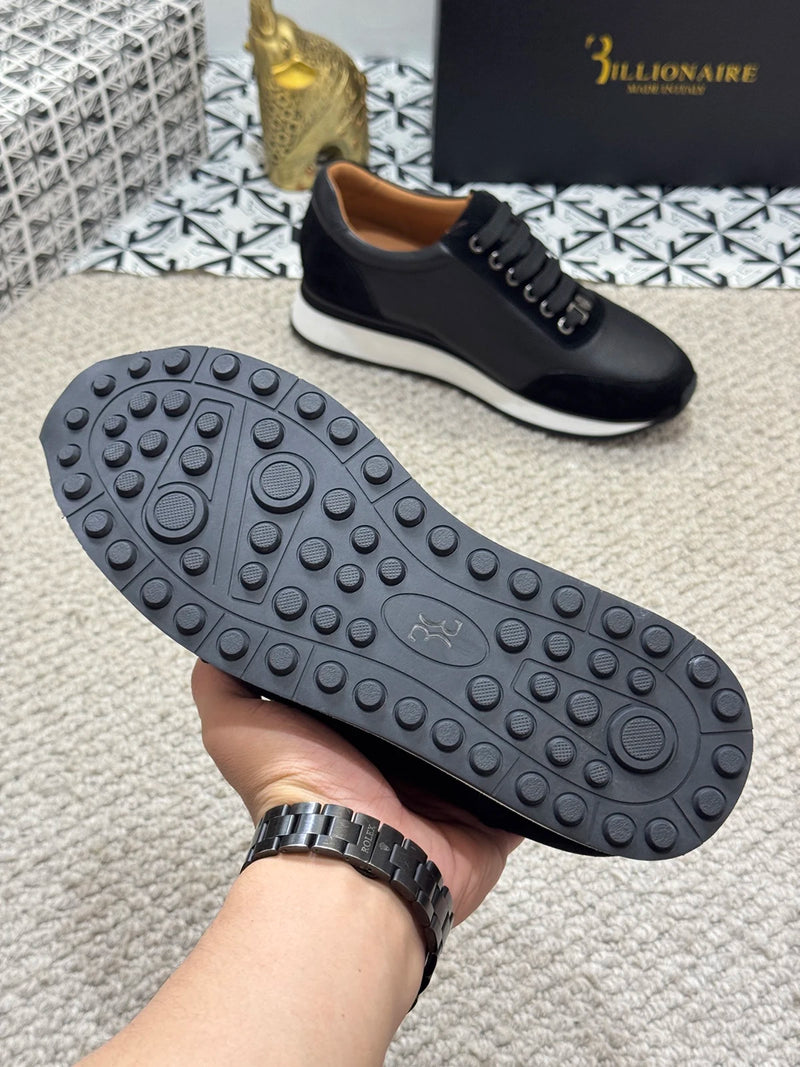 BILLIONAIRE BLSK CPRT Shoes Cowhide 2025 new embroidery fashion quality comfort motion Men‘s European size 39-45 Black Shoes
