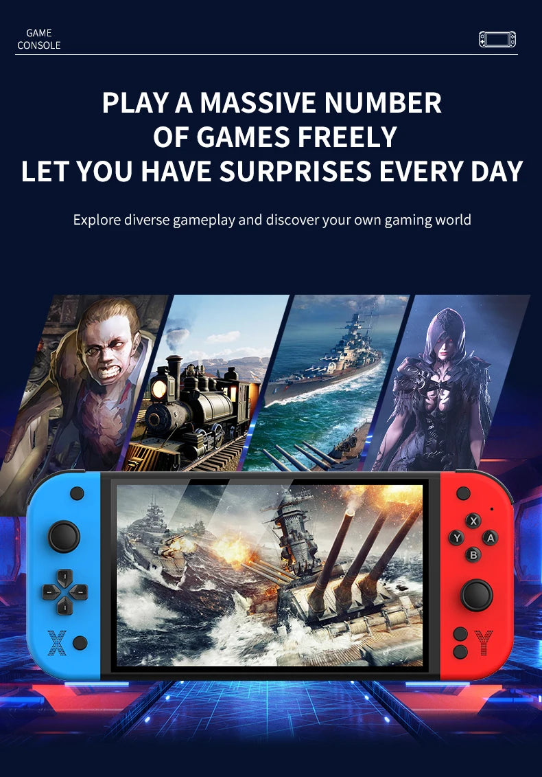 G90 7inch Portable Handheld Game Console 64GB 4000mAh High-Definition Arcade Nostalgic Retro TV Gaming Controller for PSP/PS1