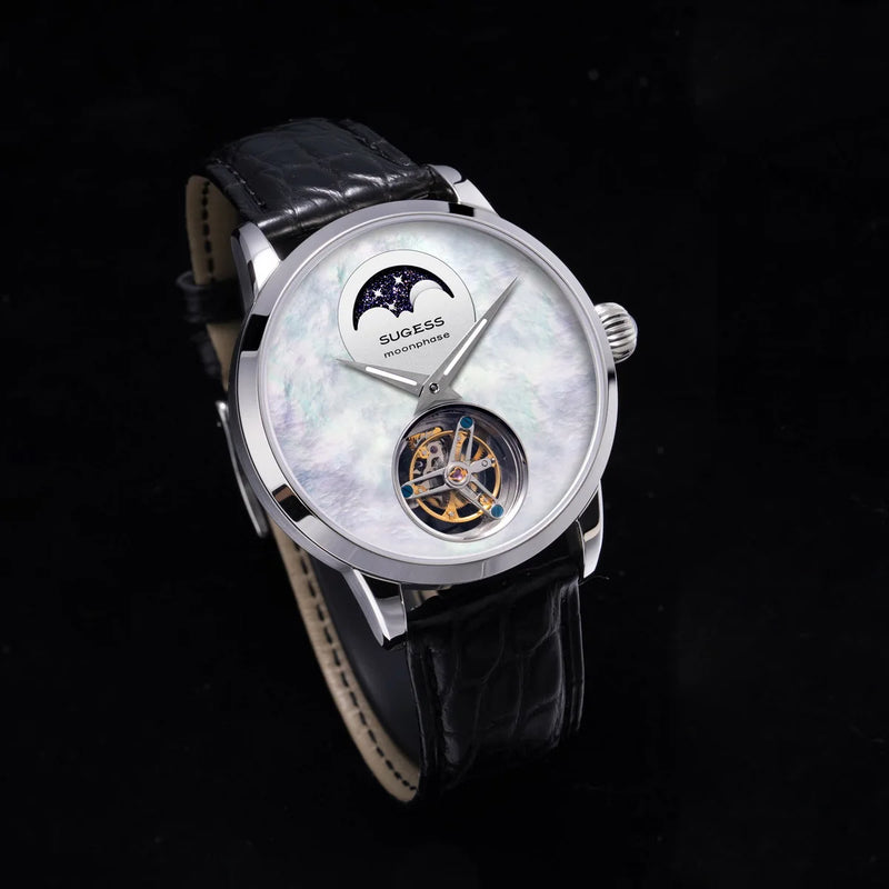 2023 Sugess Top Tourbillon Mens Luxury Watch Tianjin ST8235 Movement Mechanical Wristwatches Sapphire Glass Moonphase Luminous