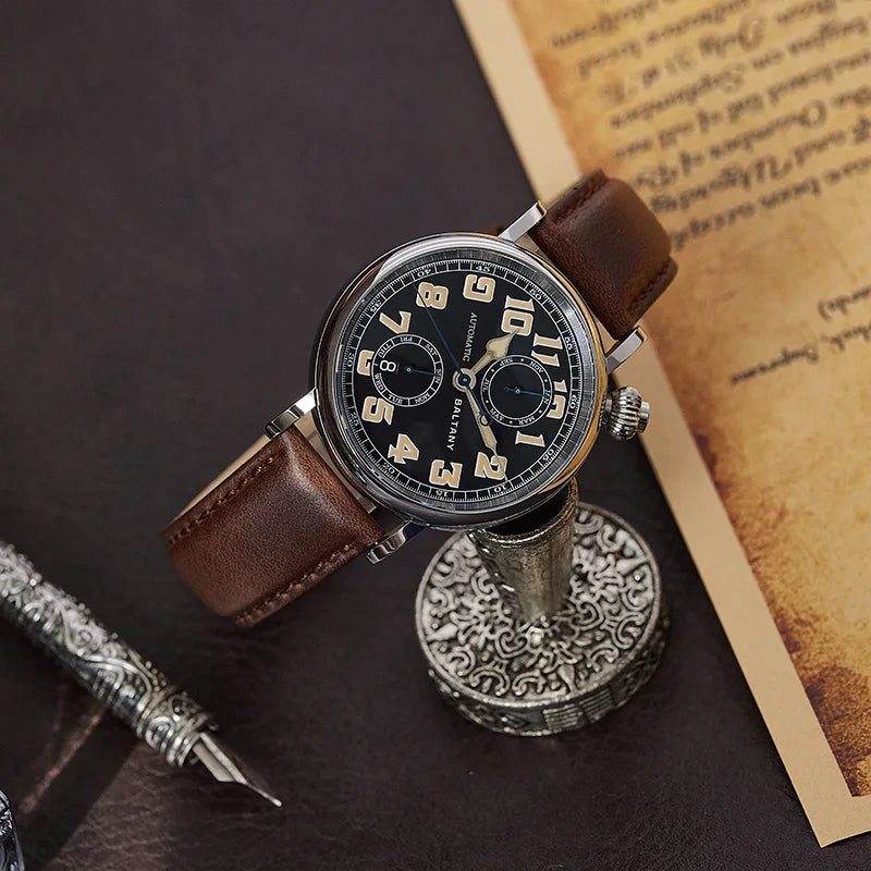 Baltany 2024 New 1935 S6047 Retro Men's Automatic Mechanical Watch Luxury Sapphire Waterproof 5Bar Super Glow C3 releoj hombre w