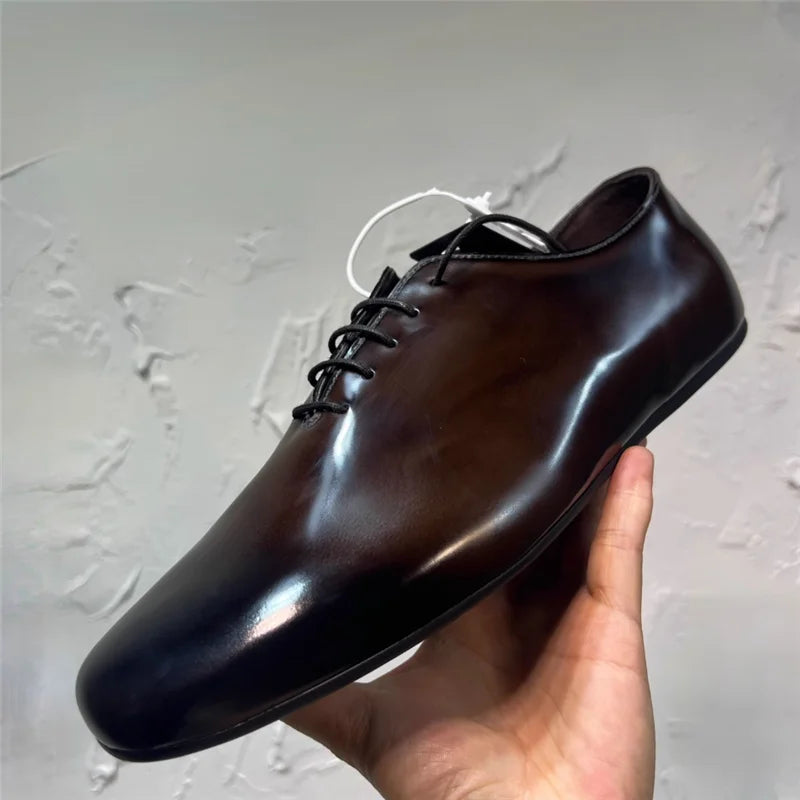 Fashionable Men Real Leather Dress Shoe Flat Heel Man Casual Derby Shoes