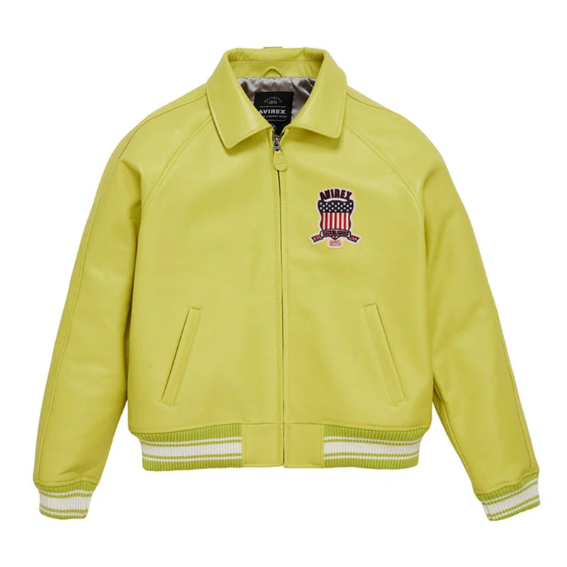 Europe US plus size Men Hip Hop Sheep skin Varsity Jacket Embroidered Diamond Classic Casual Sport genuine leather Coat clothing