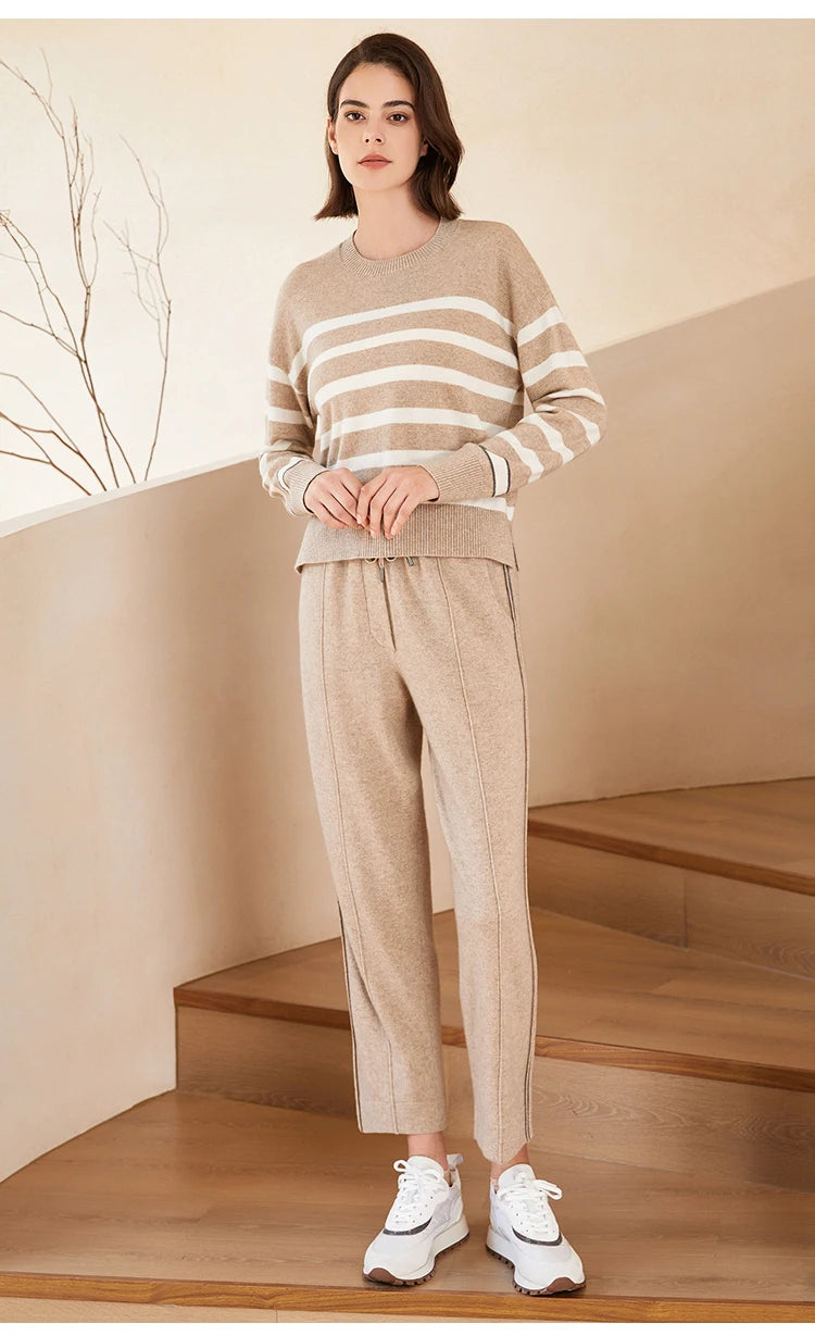 BC-288 High Waisted Pockets Woolen Thick 12Gg 100% Cashmere Women's Pants & Trousers Casual Pants Clothes