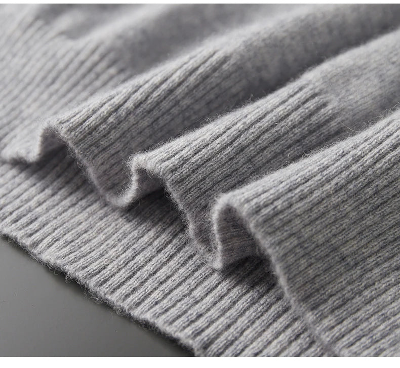 Men's POLO Collar Knitted Pullover Sweater 100% Cashmere Long Sleeved Shirt Casual Business Solid Color Men's Tops Autumn Winter